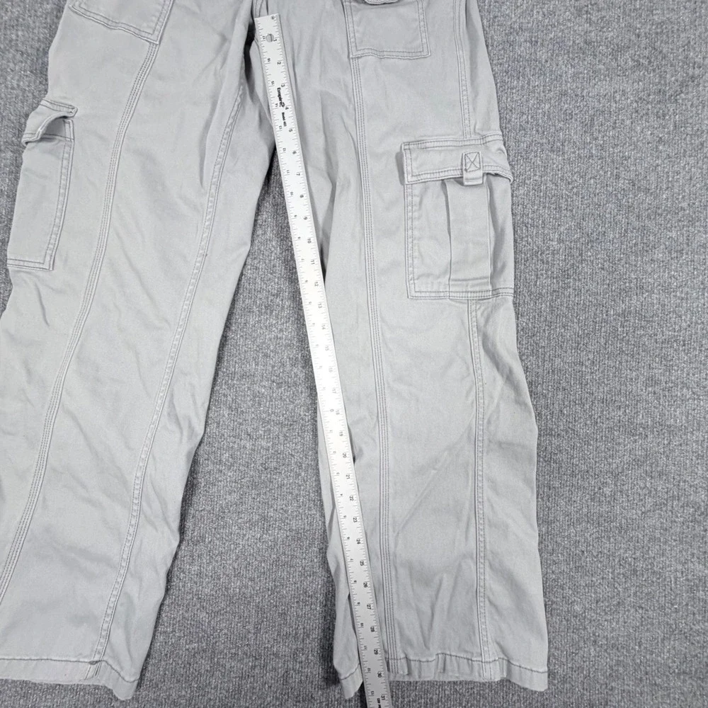 Hollister Low-Rise Baggy Cargo Pants Light Grey W27 L27 Y2K Utility Wide Leg‎